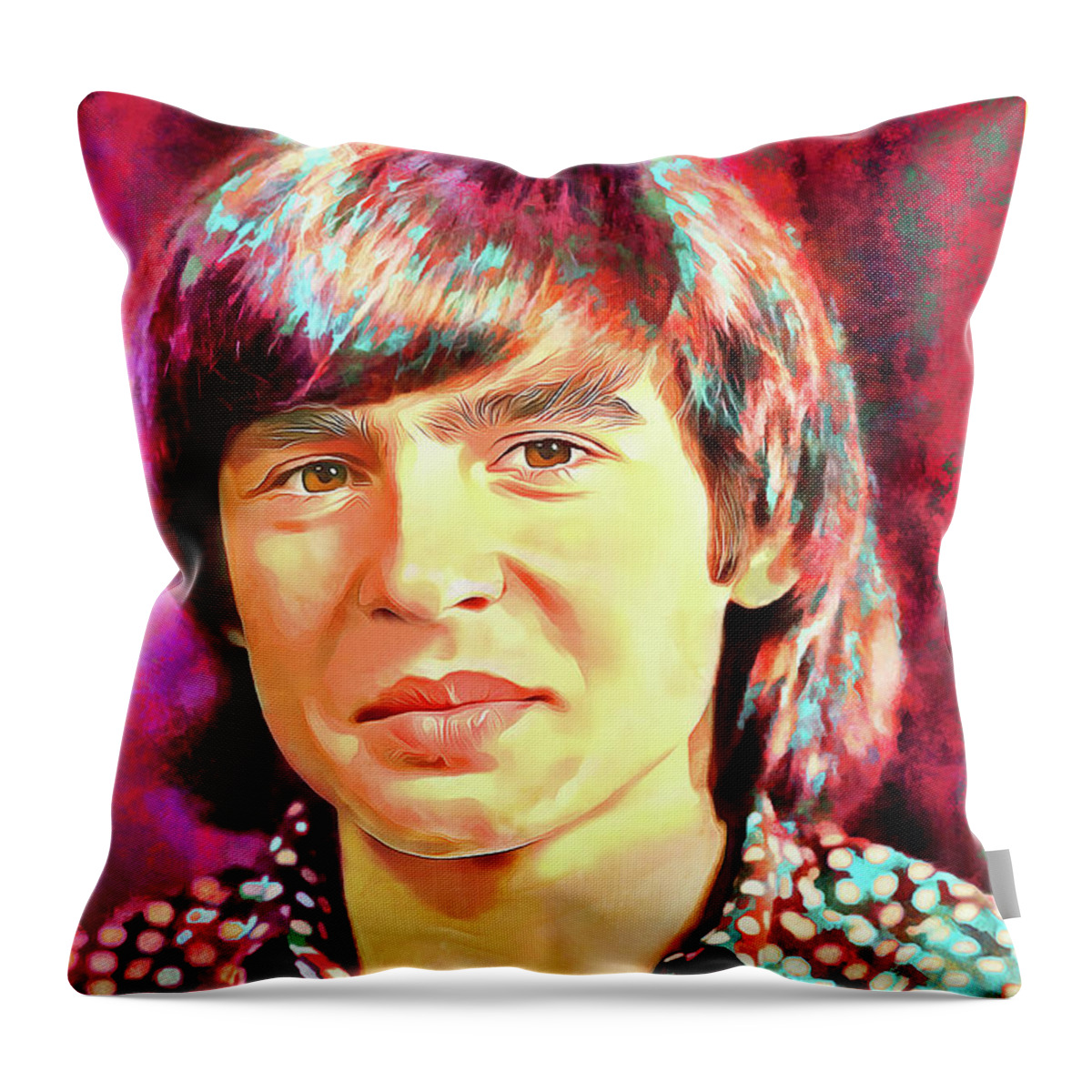 The Monkees Throw Pillow featuring the mixed media Davy Jones Tribute Art Daydream Believer by The Rocker Chic