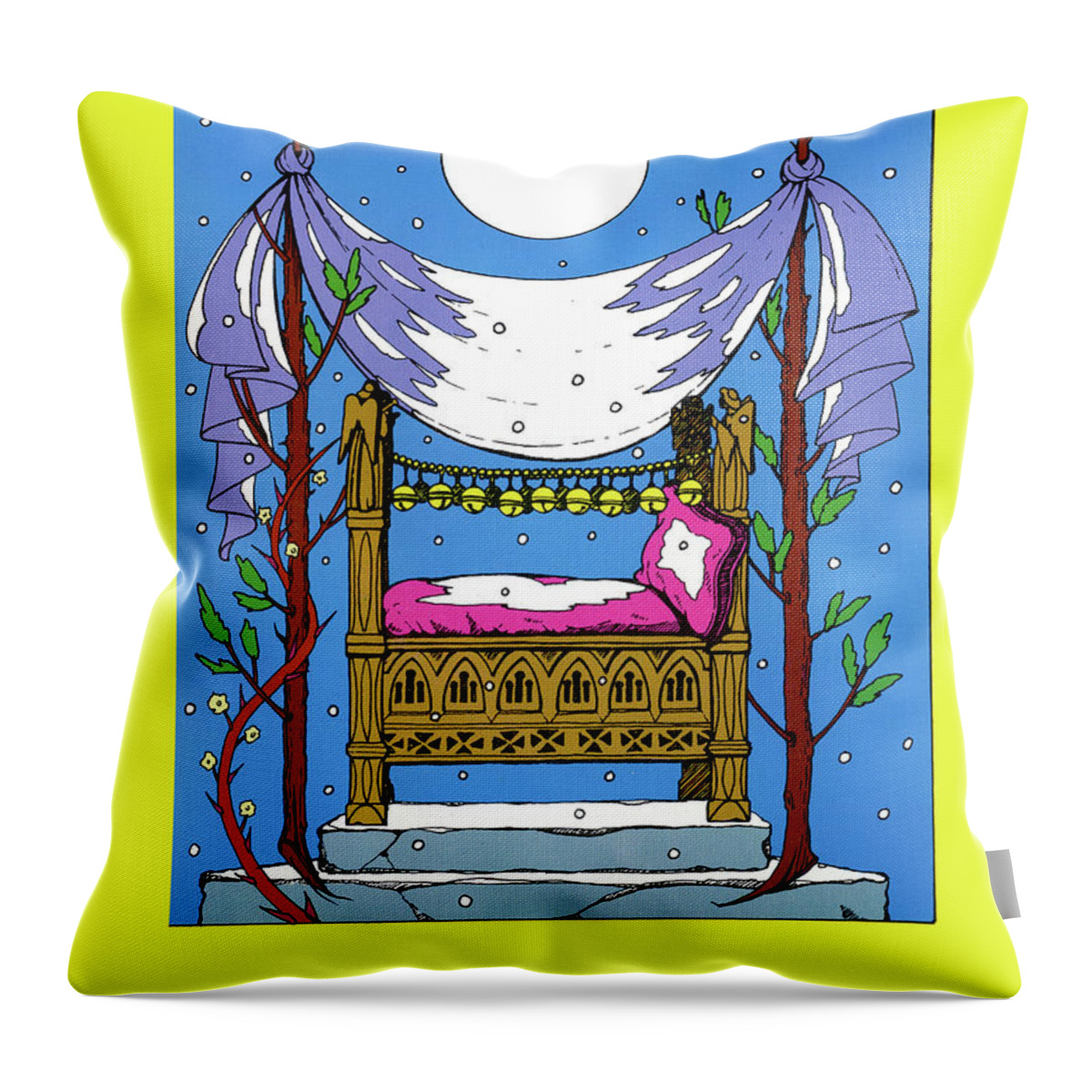 Down In Yon Forest Throw Pillow featuring the drawing Down in Yon Forest by William Hart McNichols