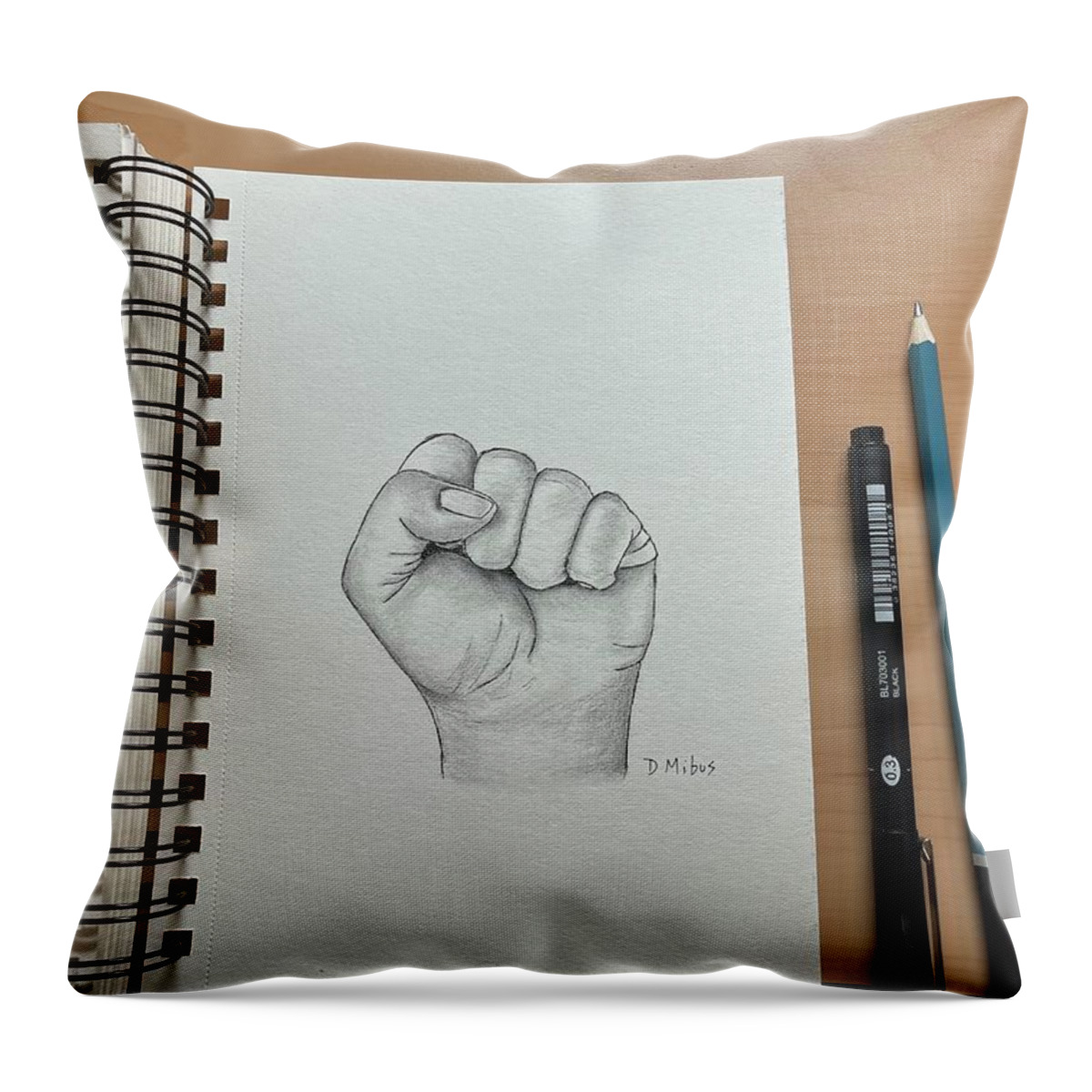  Throw Pillow featuring the digital art Day 126 Hand Drawing by Donna Mibus