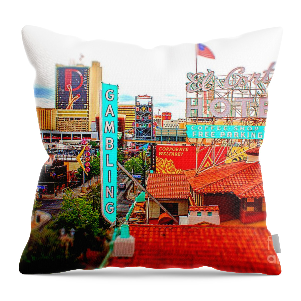  Throw Pillow featuring the photograph Day Glow Vegas Afternoon by Rodney Lee Williams