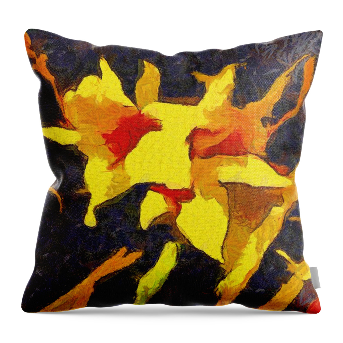 Lily Throw Pillow featuring the mixed media Daylilies at Night by Christopher Reed