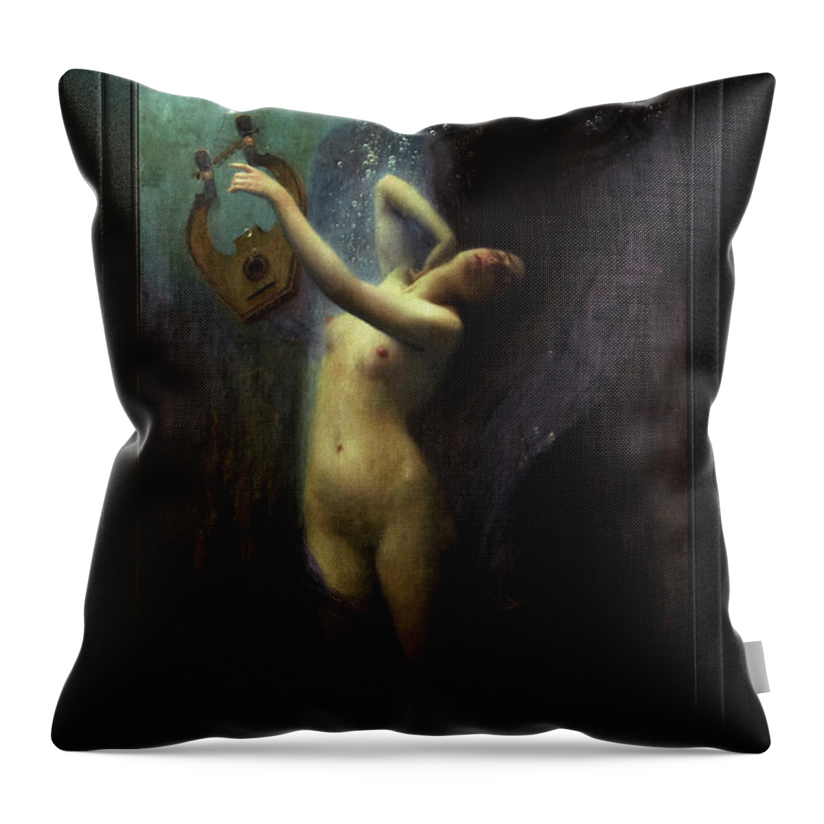 Ocean Deep Throw Pillow featuring the painting Death of Sappho by Charles Amable Lenoir Old Master Reproduction by Rolando Burbon