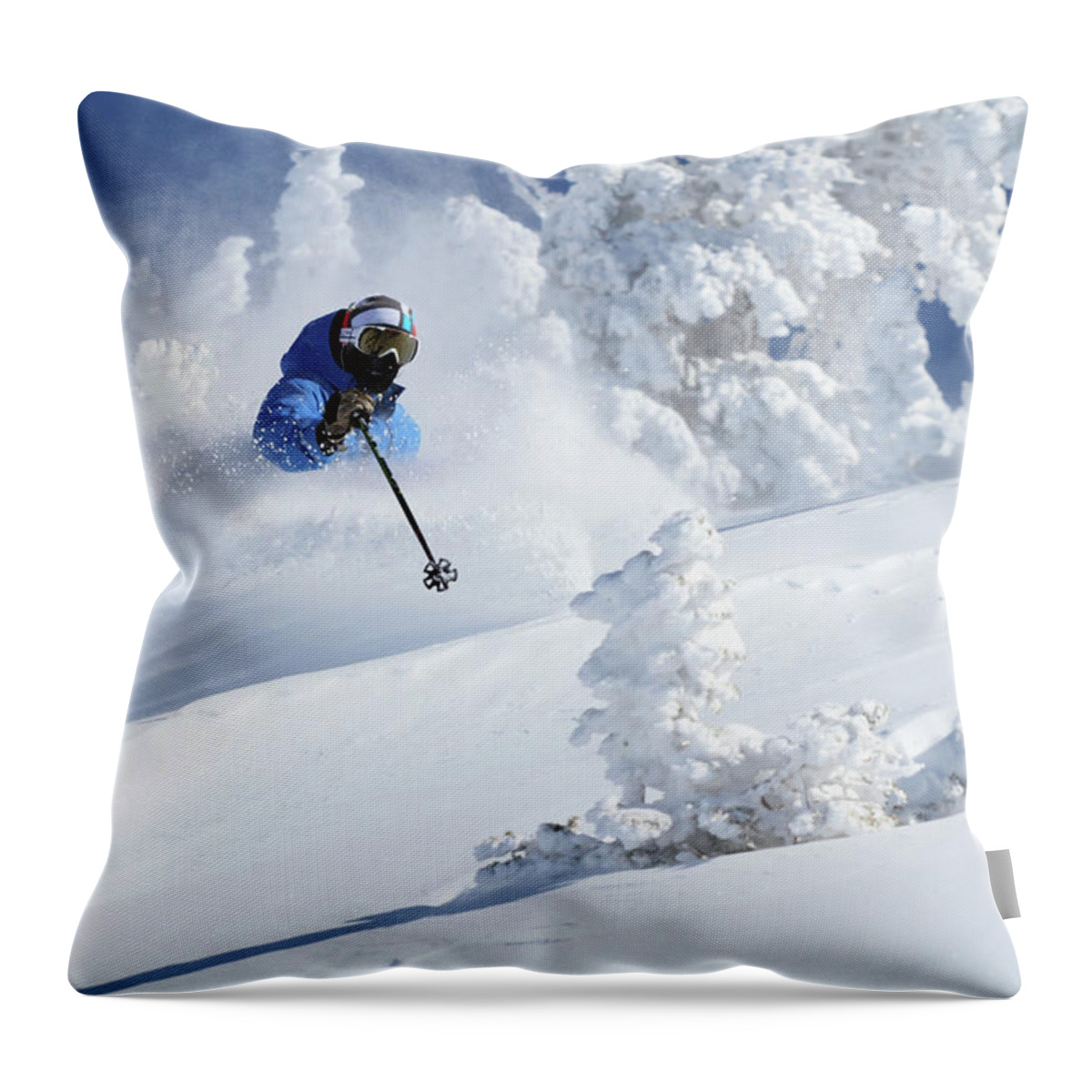 Utah Throw Pillow featuring the photograph Deep Powder Skier - Snowbird, Utah by Brett Pelletier
