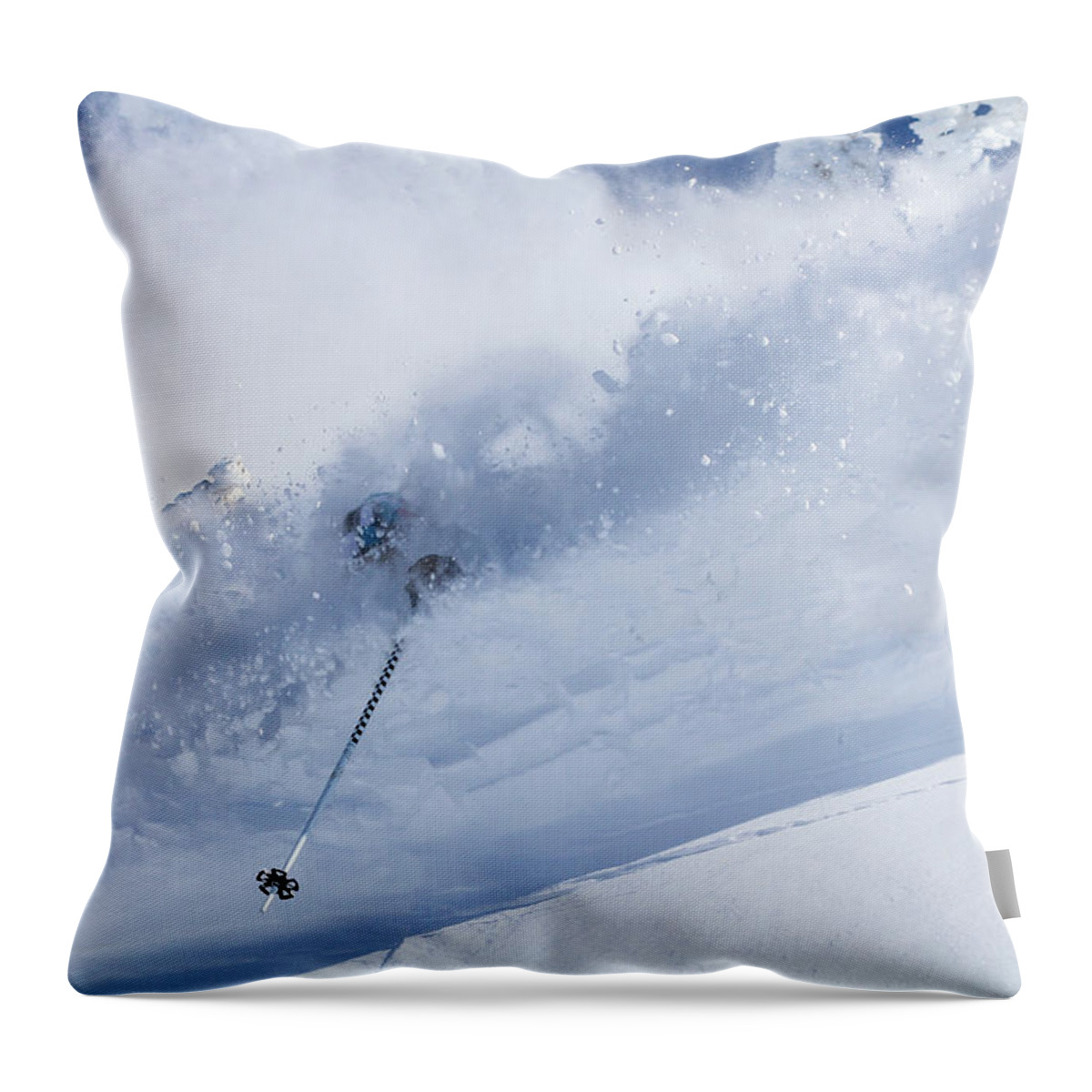 Utah Throw Pillow featuring the photograph Deep Powder Skier - Snowbird, Utah - IMG_5472e by Brett Pelletier