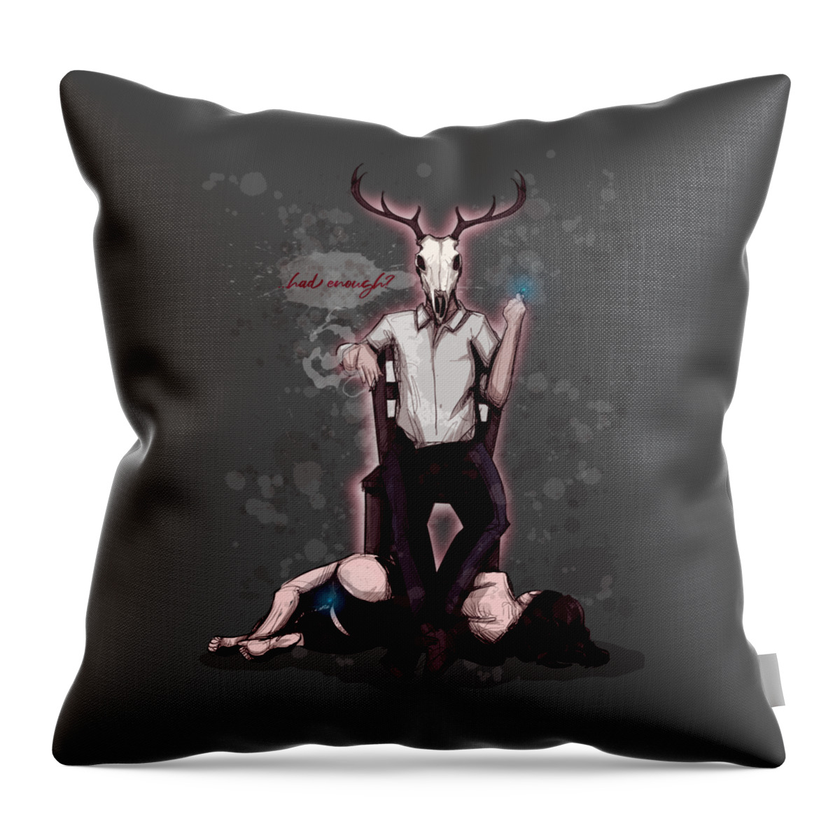 Bdsm Throw Pillow featuring the drawing Deer Daddy Series 4 Remote by Ludwig Van Bacon