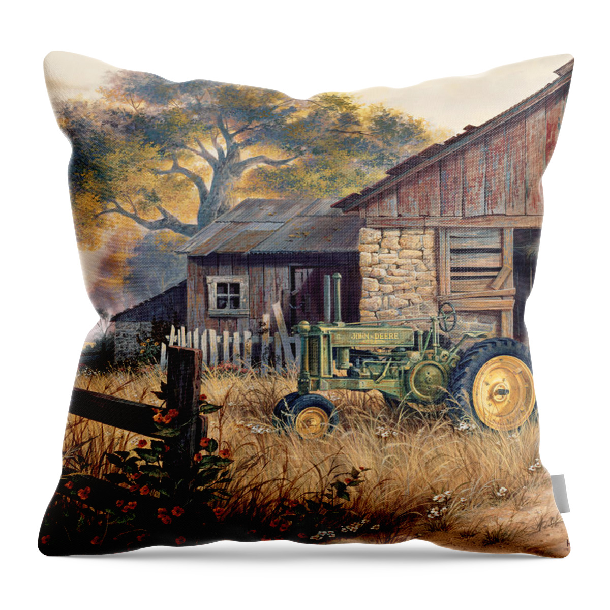 Michael Humphries Throw Pillow featuring the painting Deere Country by Michael Humphries