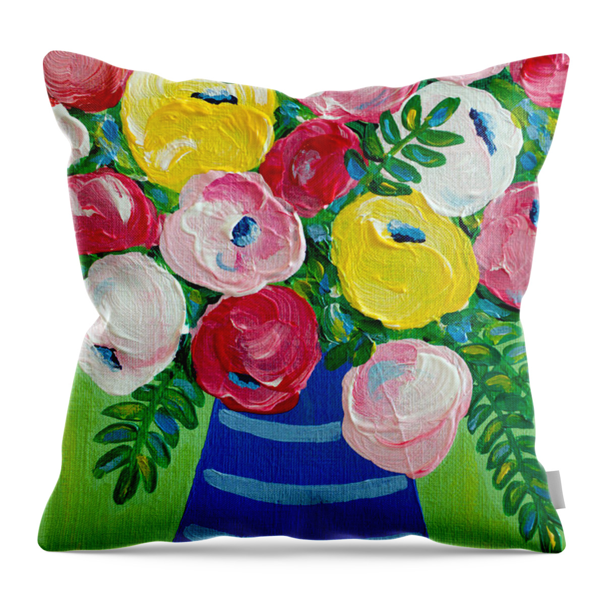 Floral Bouquet Throw Pillow featuring the painting Delightful by Beth Ann Scott