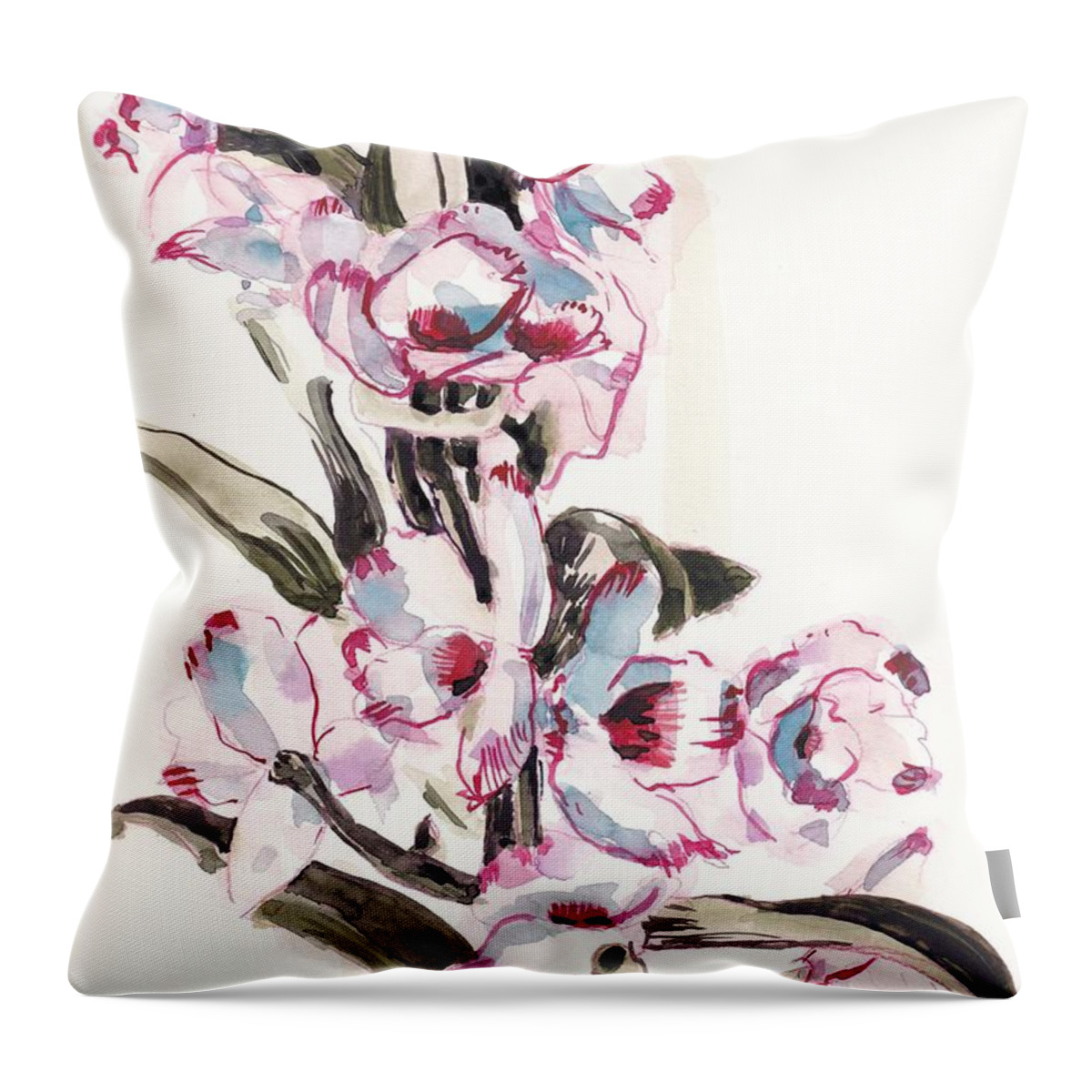 Noble Throw Pillow featuring the painting Dendrobium Nobile by George Cret