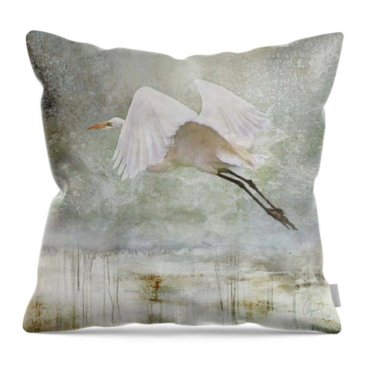 Bird Throw Pillow featuring the photograph Departure by Karen Lynch