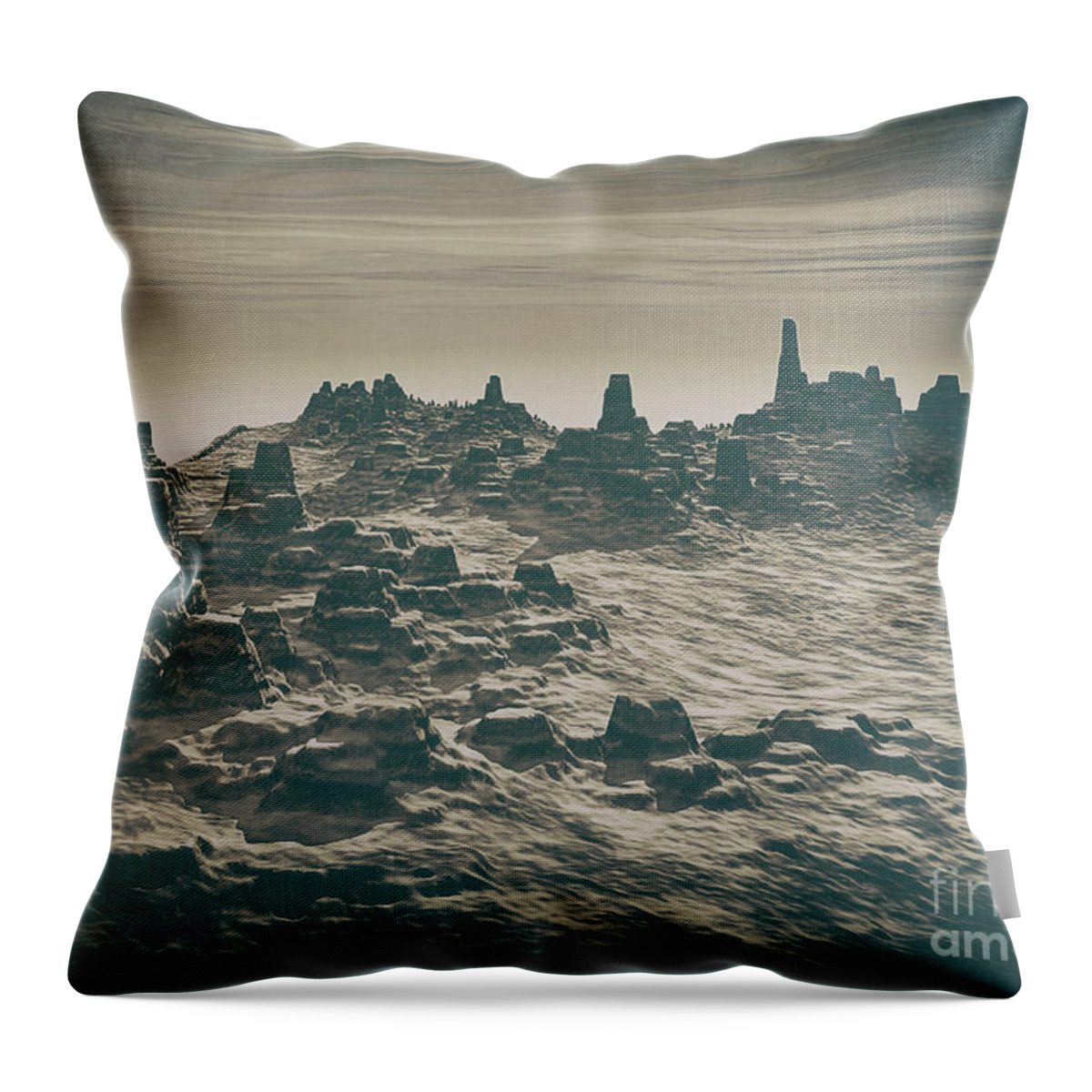 Buttes Throw Pillow featuring the digital art Desert Buttes by Phil Perkins
