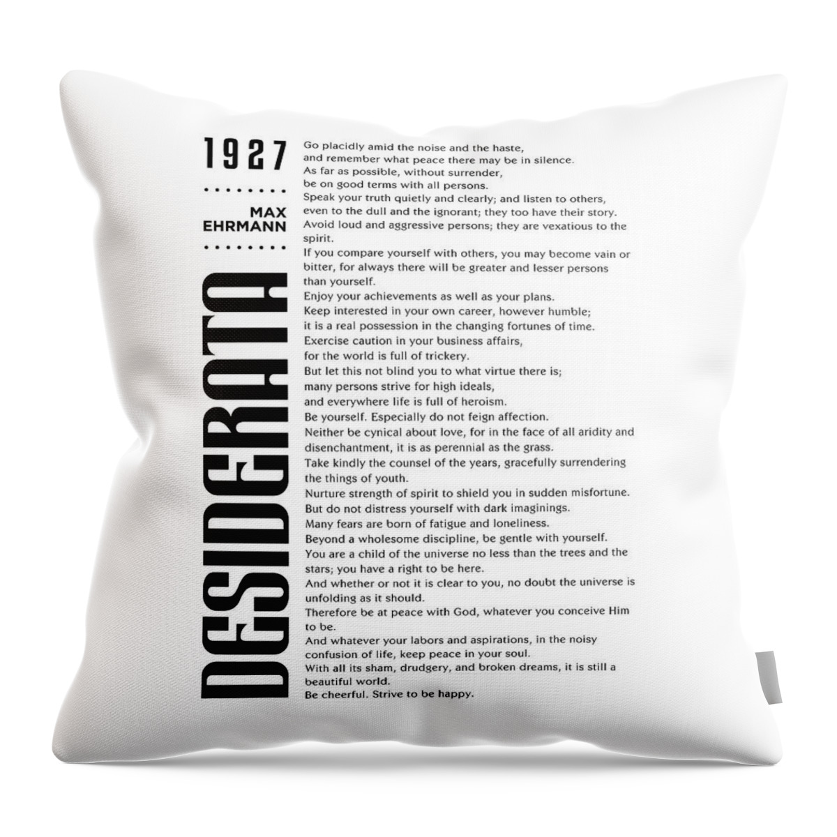 Desiderata Throw Pillow featuring the mixed media Desiderata - Max Ehrmann - Typographic Print - Literary Poster 11 by Studio Grafiikka