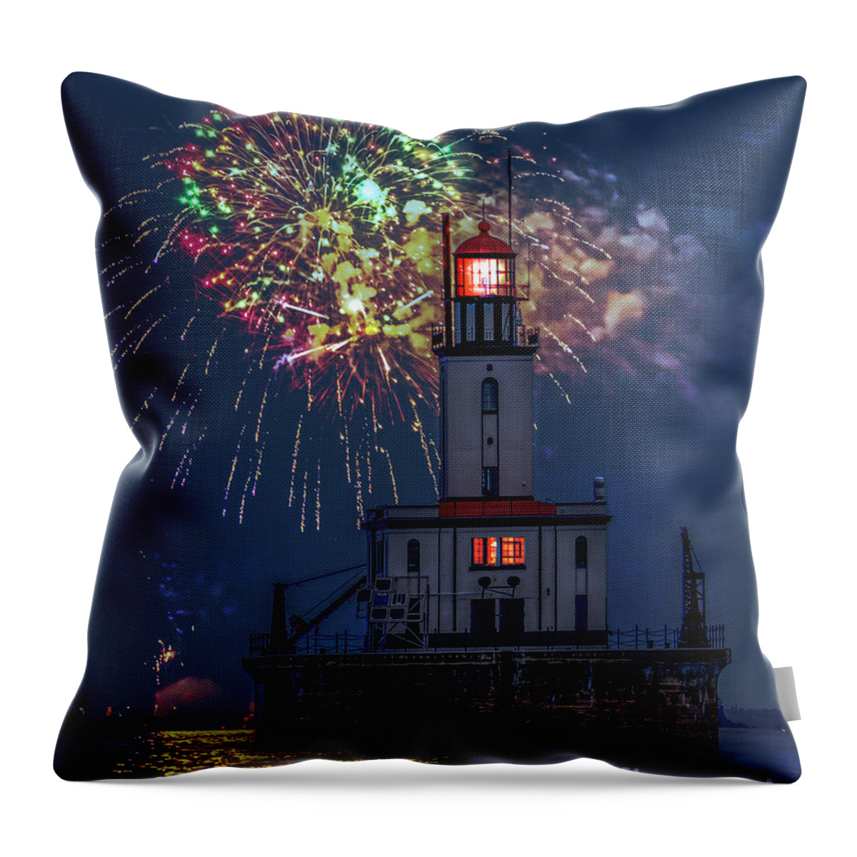 Lighthouse Throw Pillow featuring the photograph Detour Reef Lighthouse -5853 by Norris Seward