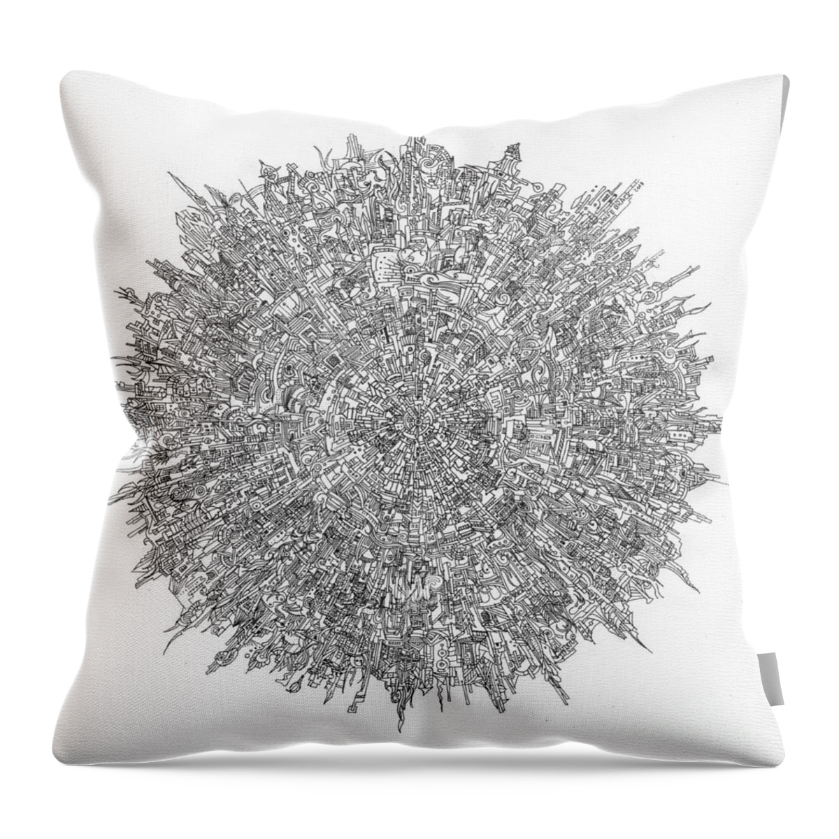 Line Drawing Throw Pillow featuring the drawing Device #7 by Wolfe Brack