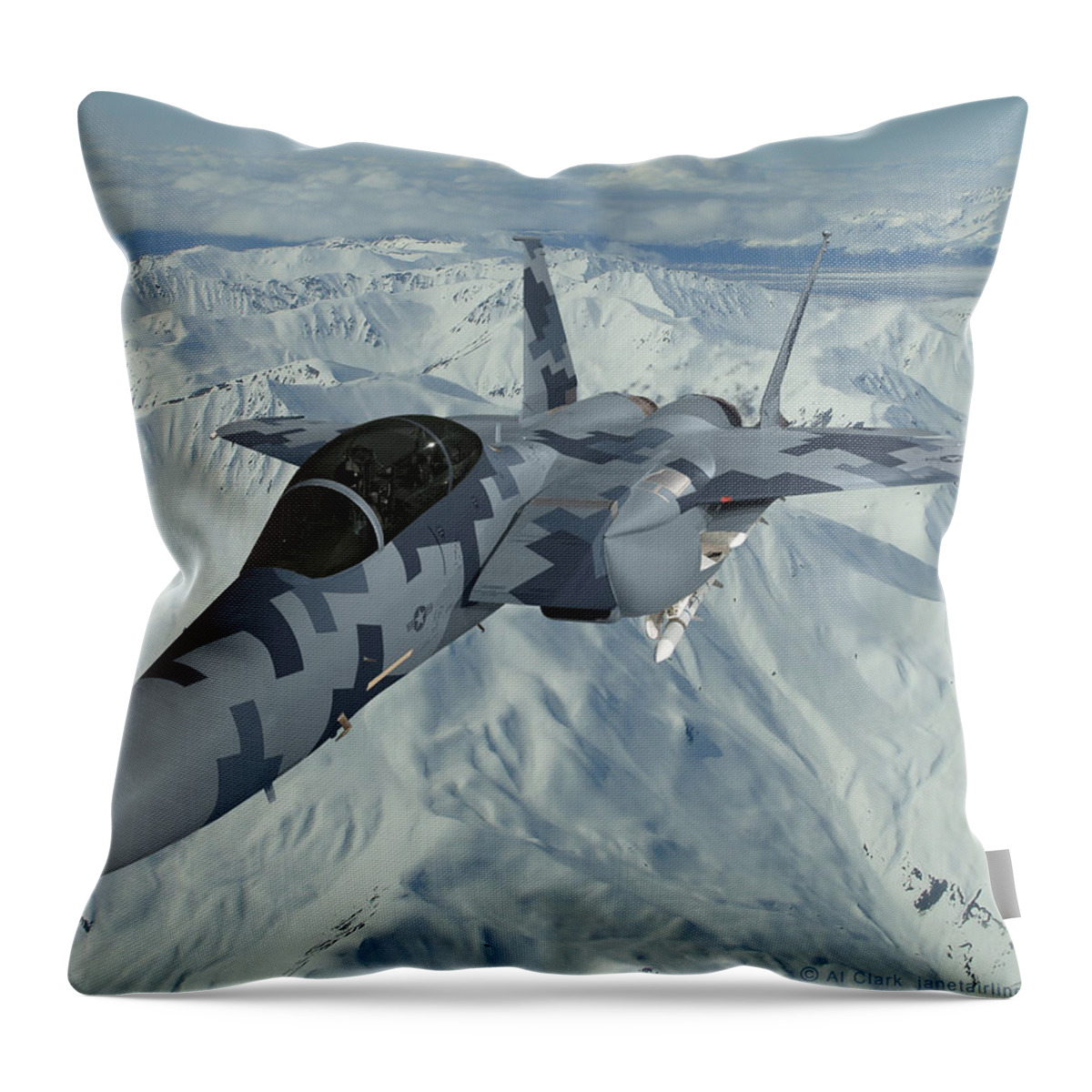 Eagle Throw Pillow featuring the digital art Digital Silent Eagle by Custom Aviation Art