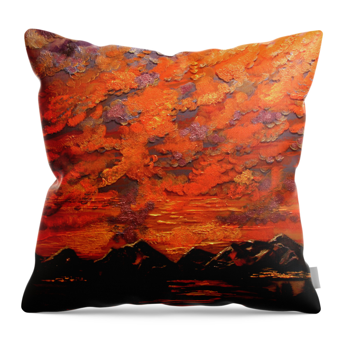 Sunset Throw Pillow featuring the painting Dillon Sunset by Marilyn Quigley