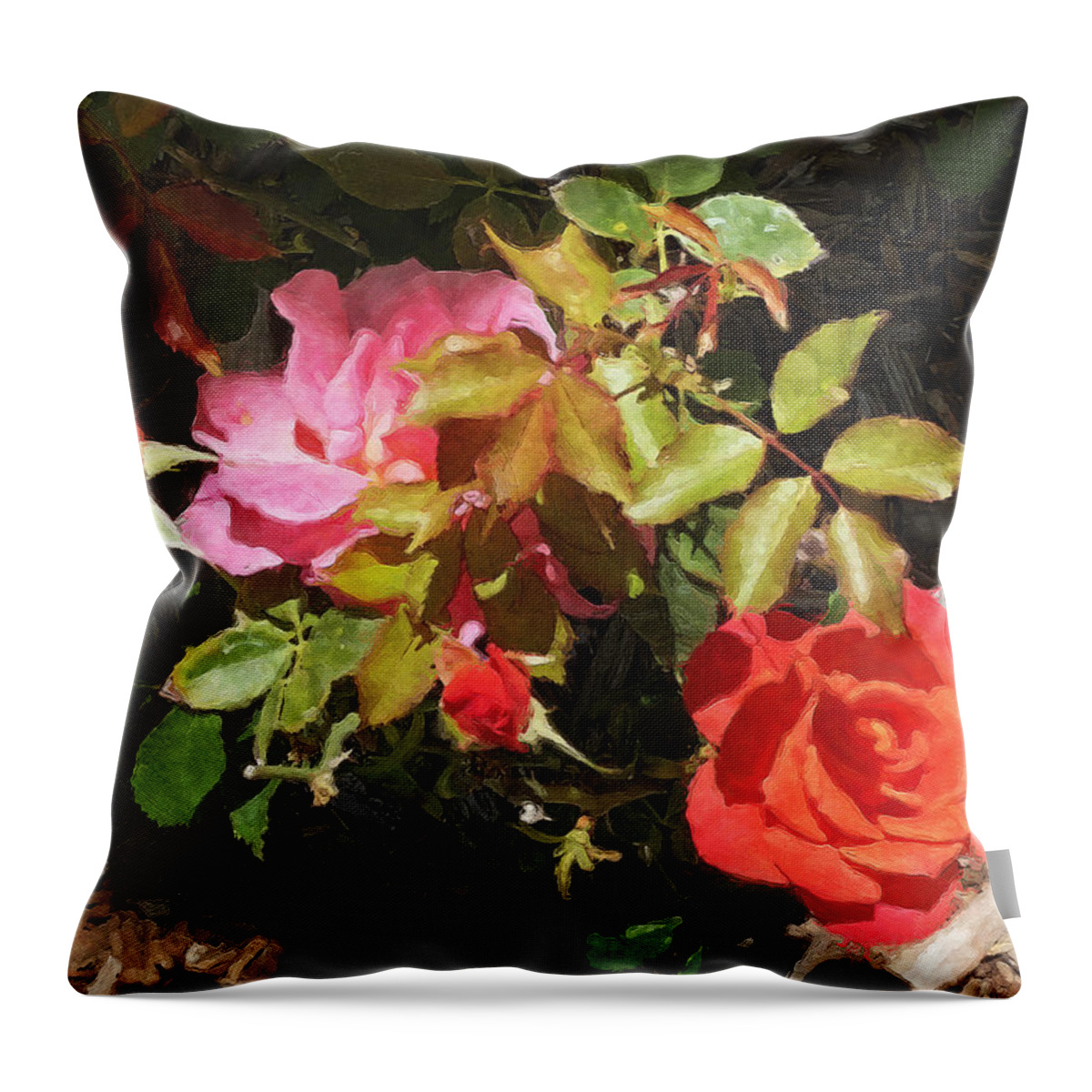 Roses Throw Pillow featuring the photograph Disney Roses Four by Brian Watt