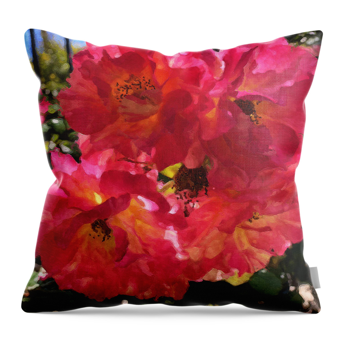 Roses Throw Pillow featuring the photograph Disney Roses One by Brian Watt