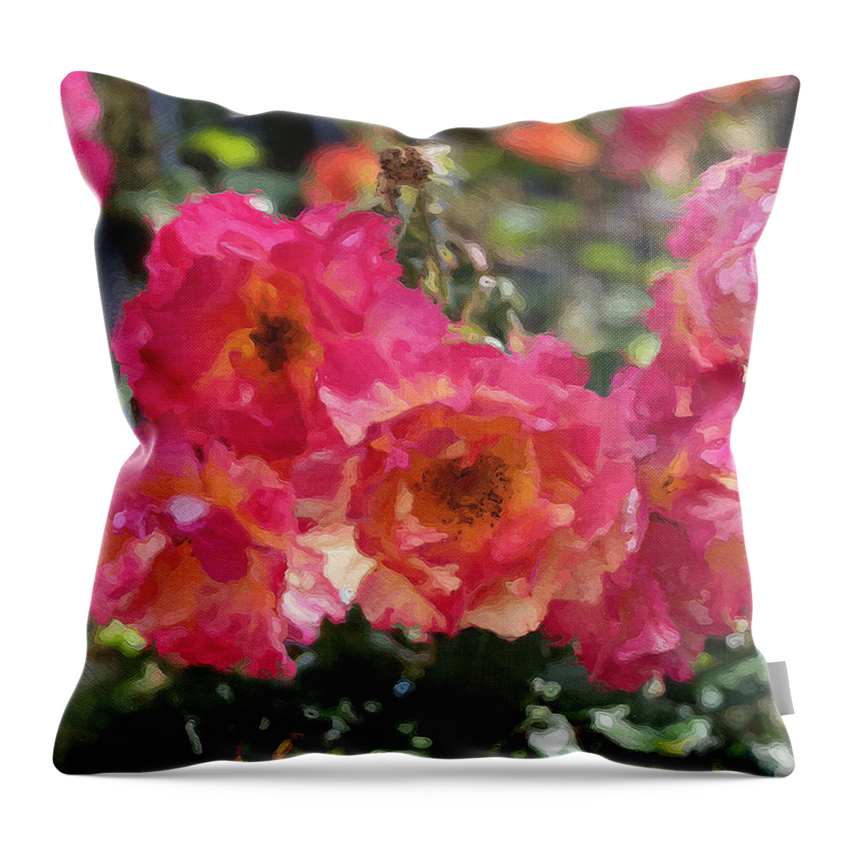 Roses Throw Pillow featuring the photograph Disney Roses Two by Brian Watt