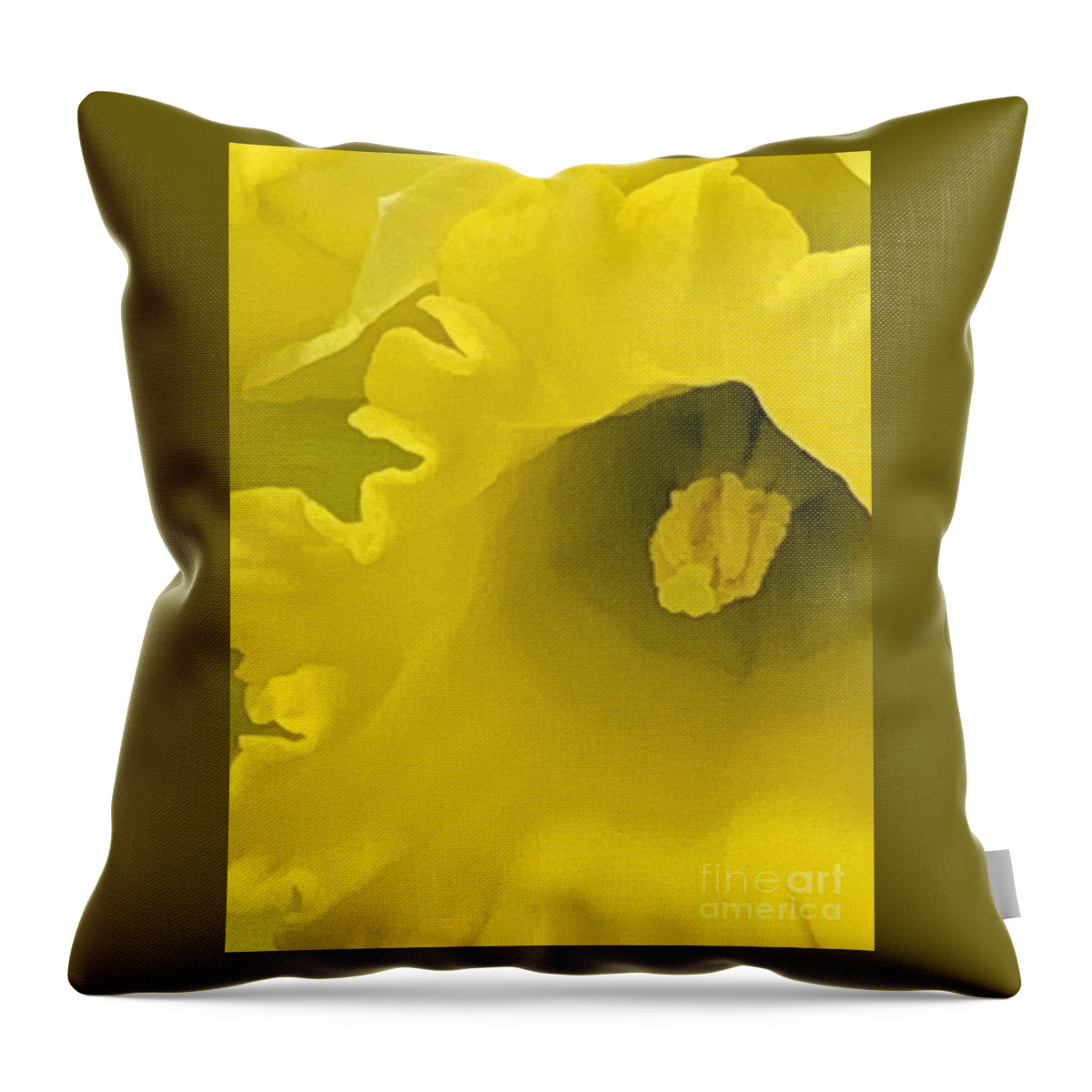 Daffodil Throw Pillow featuring the photograph Divinely Golden by Tiesa Wesen