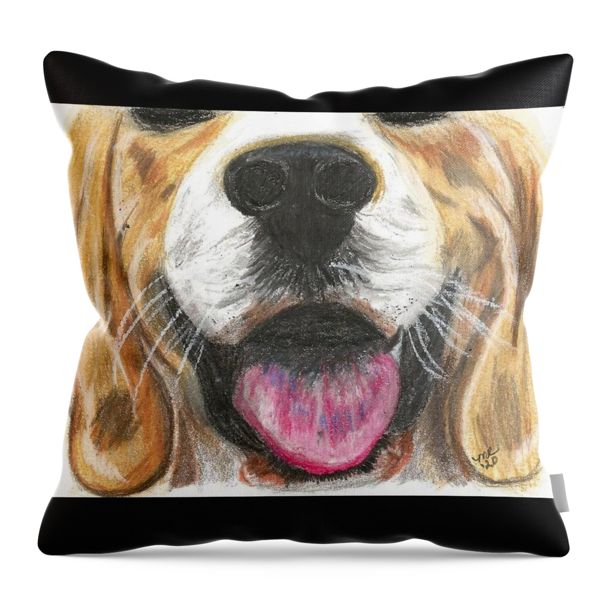 Dog Face Throw Pillow featuring the painting Dog Face by Monica Resinger