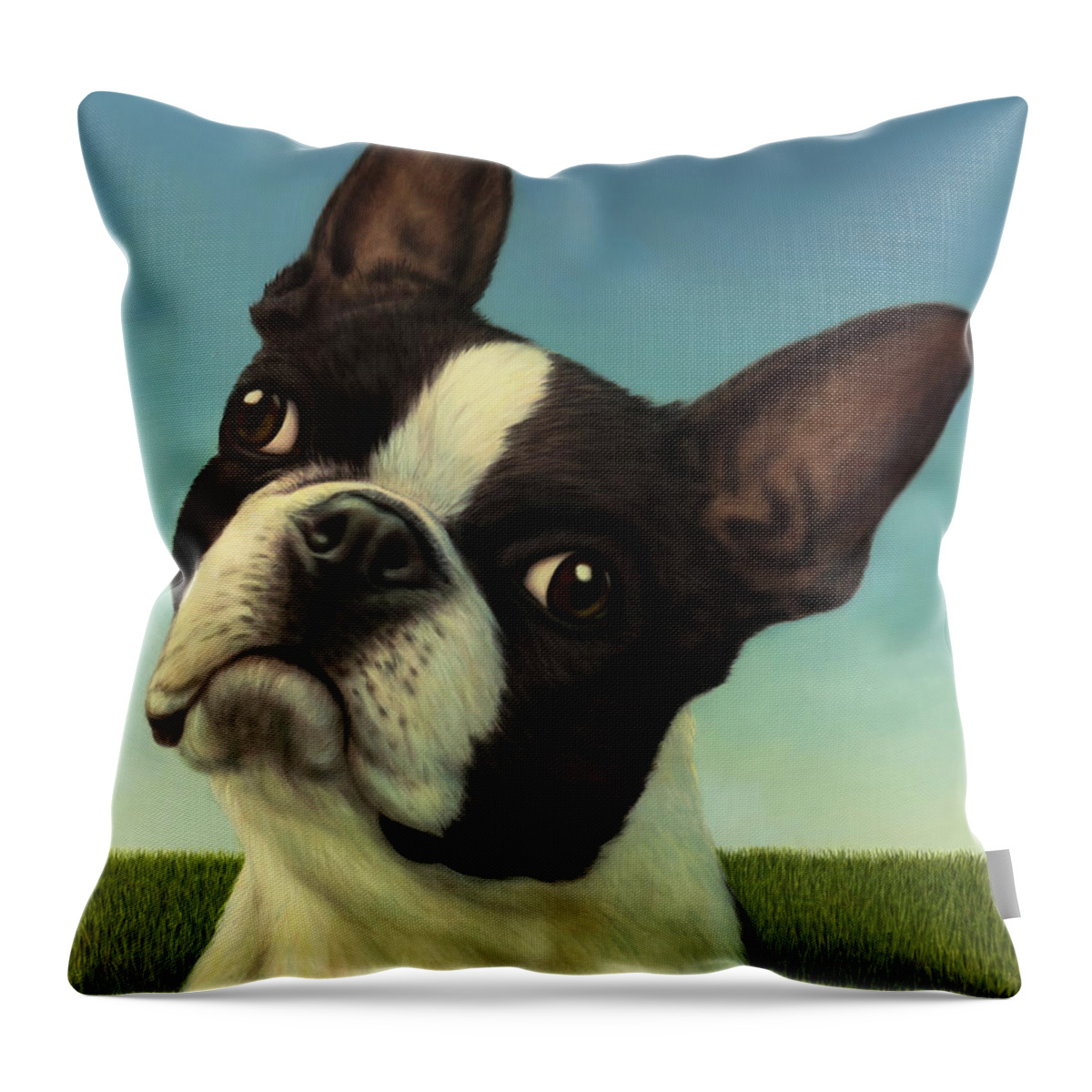 Dog Throw Pillow featuring the painting Dog-Nature 4 by James W Johnson