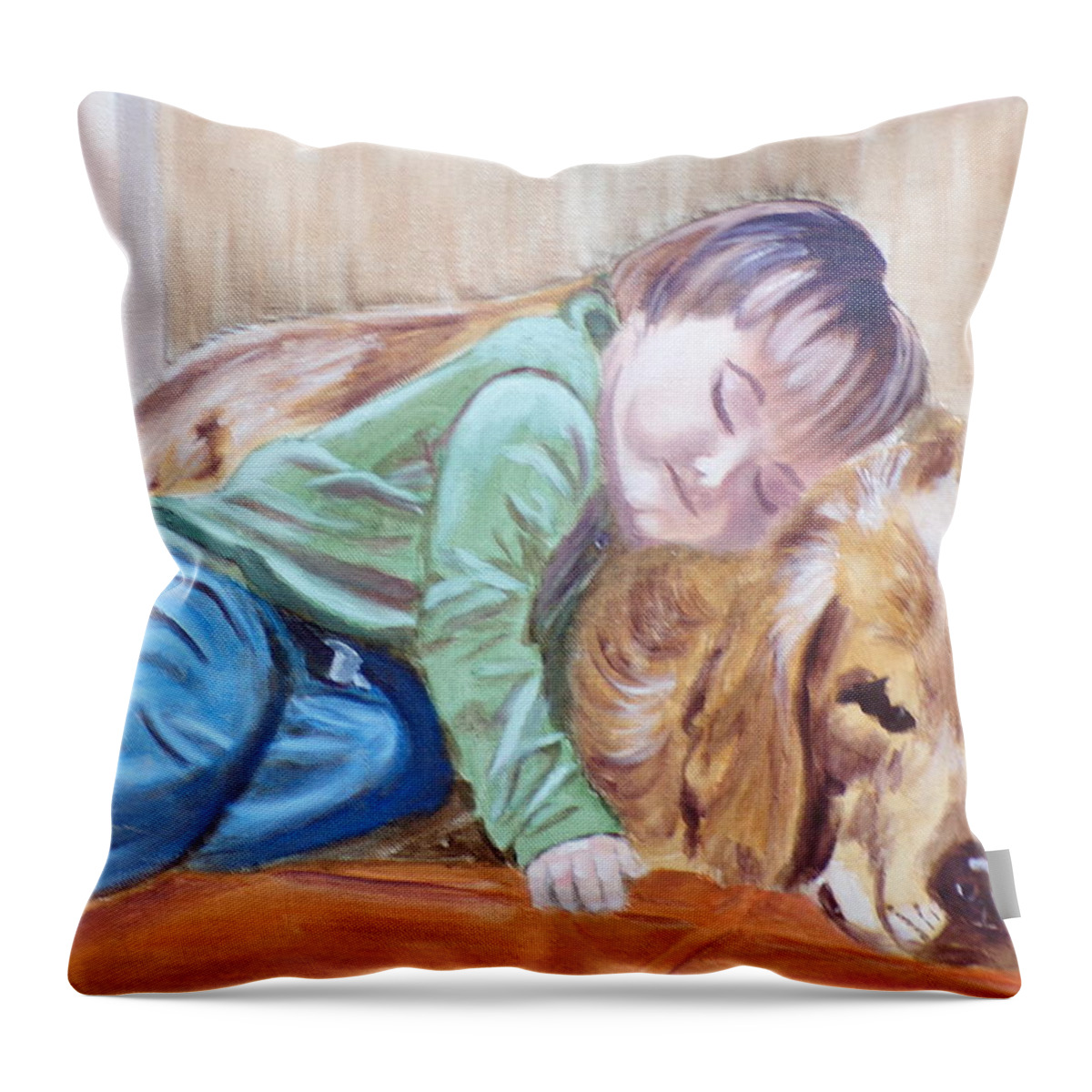 Pets Throw Pillow featuring the painting Doggy Pillow by Kathie Camara