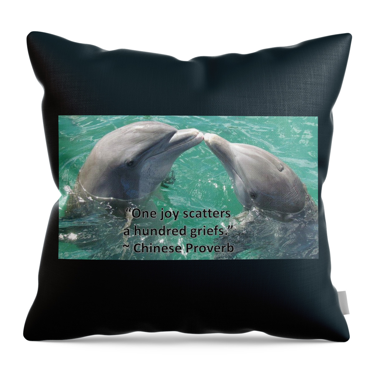 Dolphins Throw Pillow featuring the photograph Dolphins Bring Joy by Nancy Ayanna Wyatt