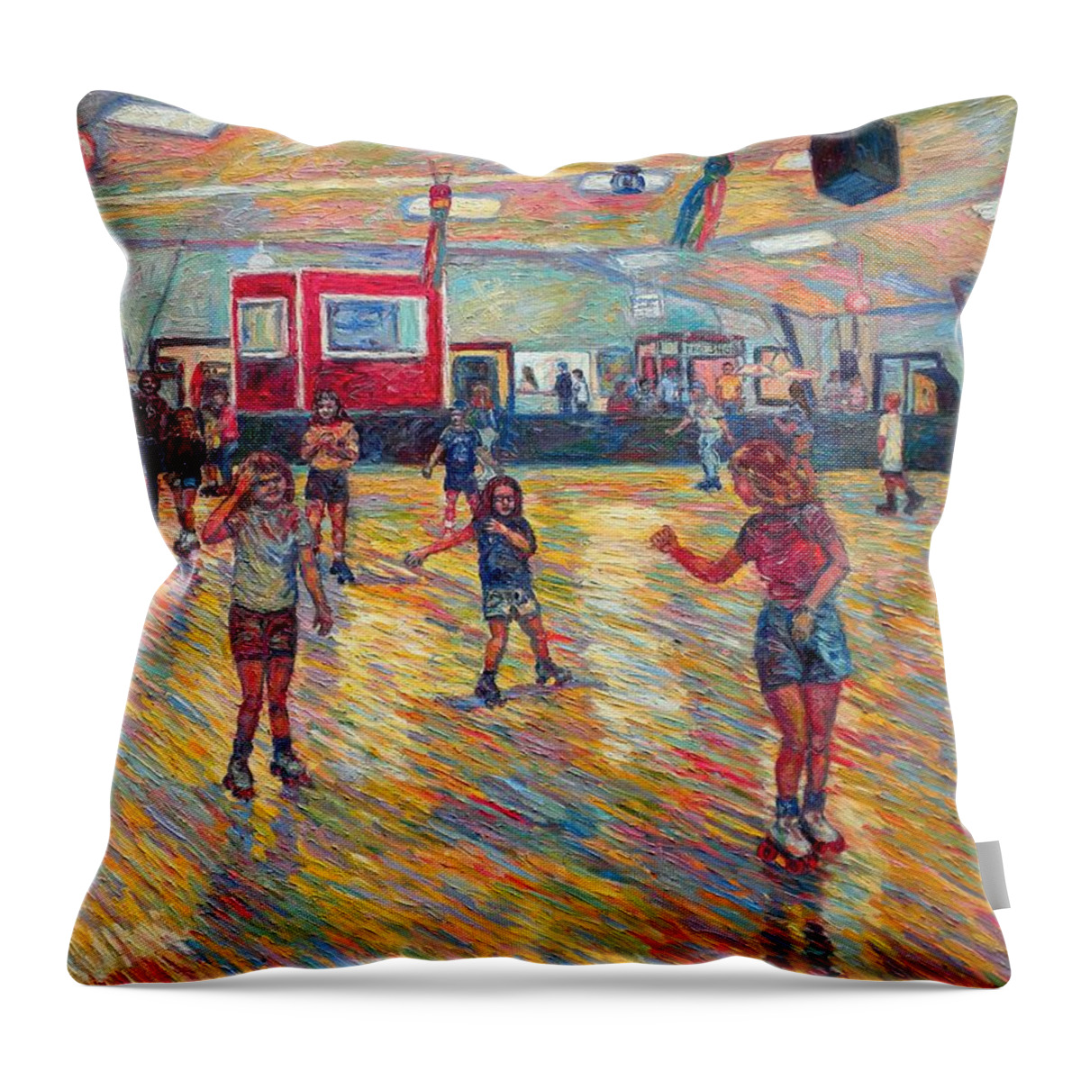 Figure Throw Pillow featuring the painting Dominion Skating Rink by Kendall Kessler