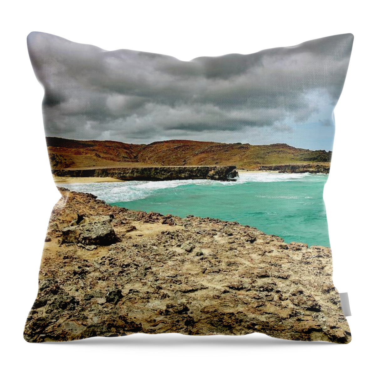 Landscape Throw Pillow featuring the photograph Dos Playa by Monika Salvan