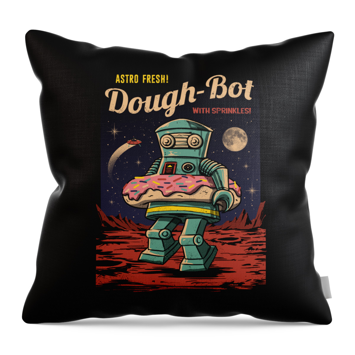 Vintage Robot Throw Pillow featuring the digital art Dough Bot by Vincent Trinidad