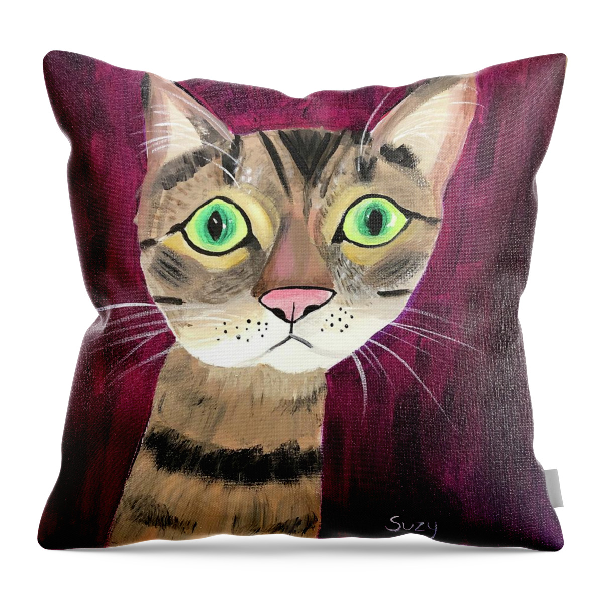 Suzymandelcanter Throw Pillow featuring the painting Dozo by Suzy Mandel-Canter