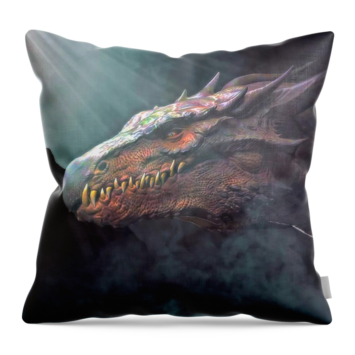 2d Throw Pillow featuring the digital art Dragon's Lair by Brian Wallace