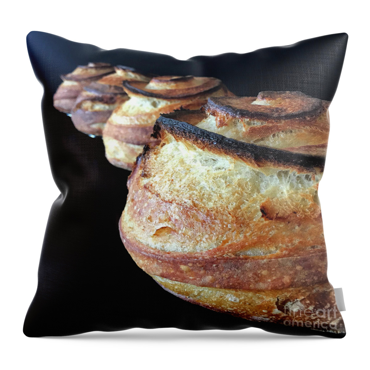 Bread Throw Pillow featuring the photograph Dramatic Spiral Sourdough Quartet 8 by Amy E Fraser