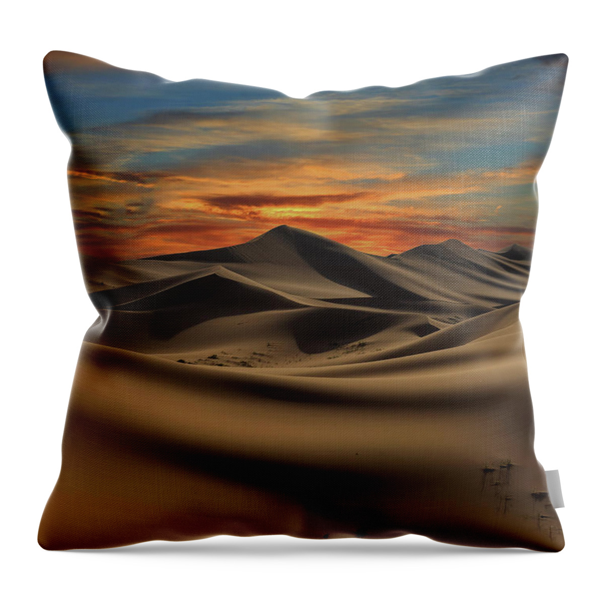 Desert Throw Pillow featuring the photograph Dramatic Sunset In Desert by Mikhail Kokhanchikov