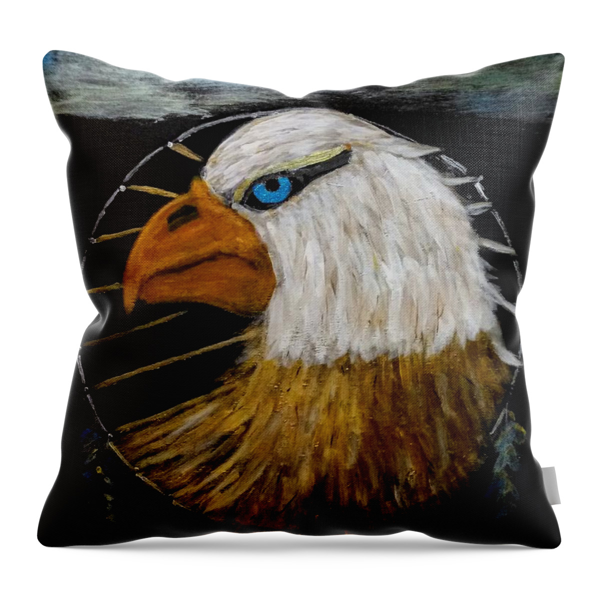 Eagle Throw Pillow featuring the painting DreamCaught by Anna Adams