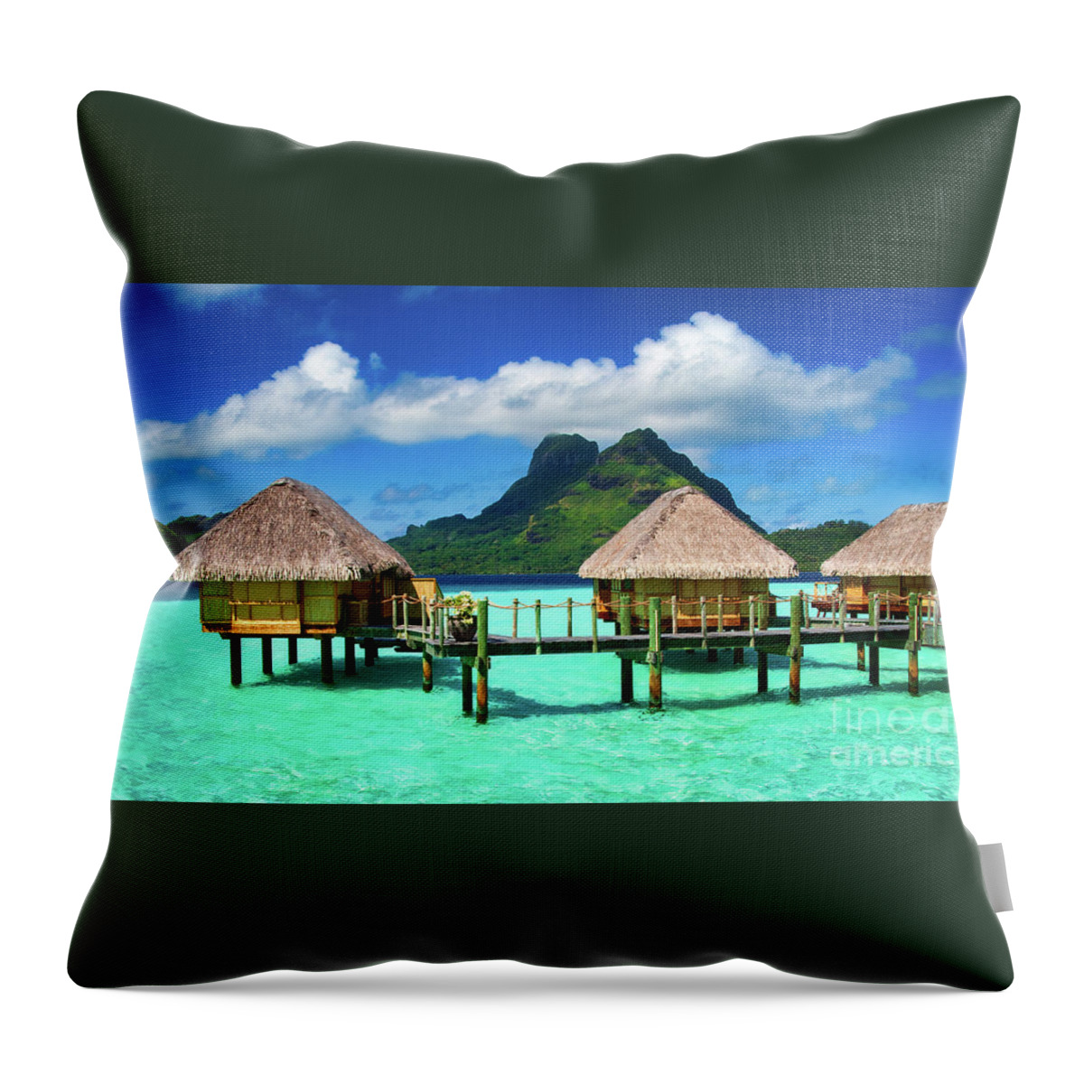 Black Pearl Beach Resort Throw Pillow featuring the photograph Dreaming Of Bora Bora by Doug Sturgess