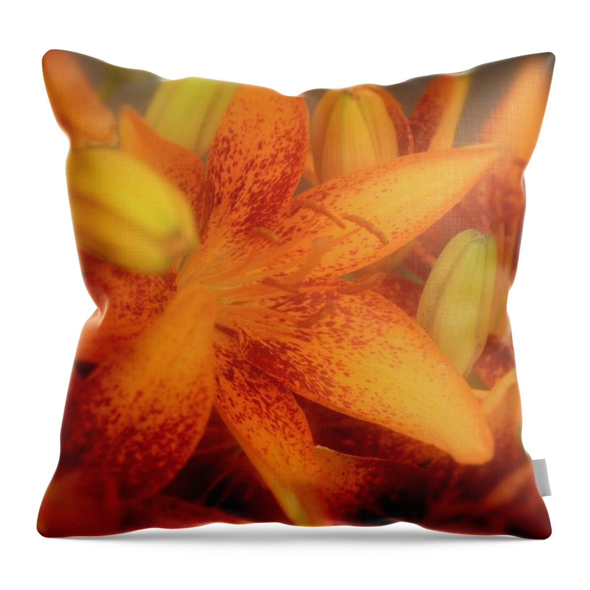 Lily Throw Pillow featuring the photograph Dreamy Orange Sensation Lily by Angie Tirado