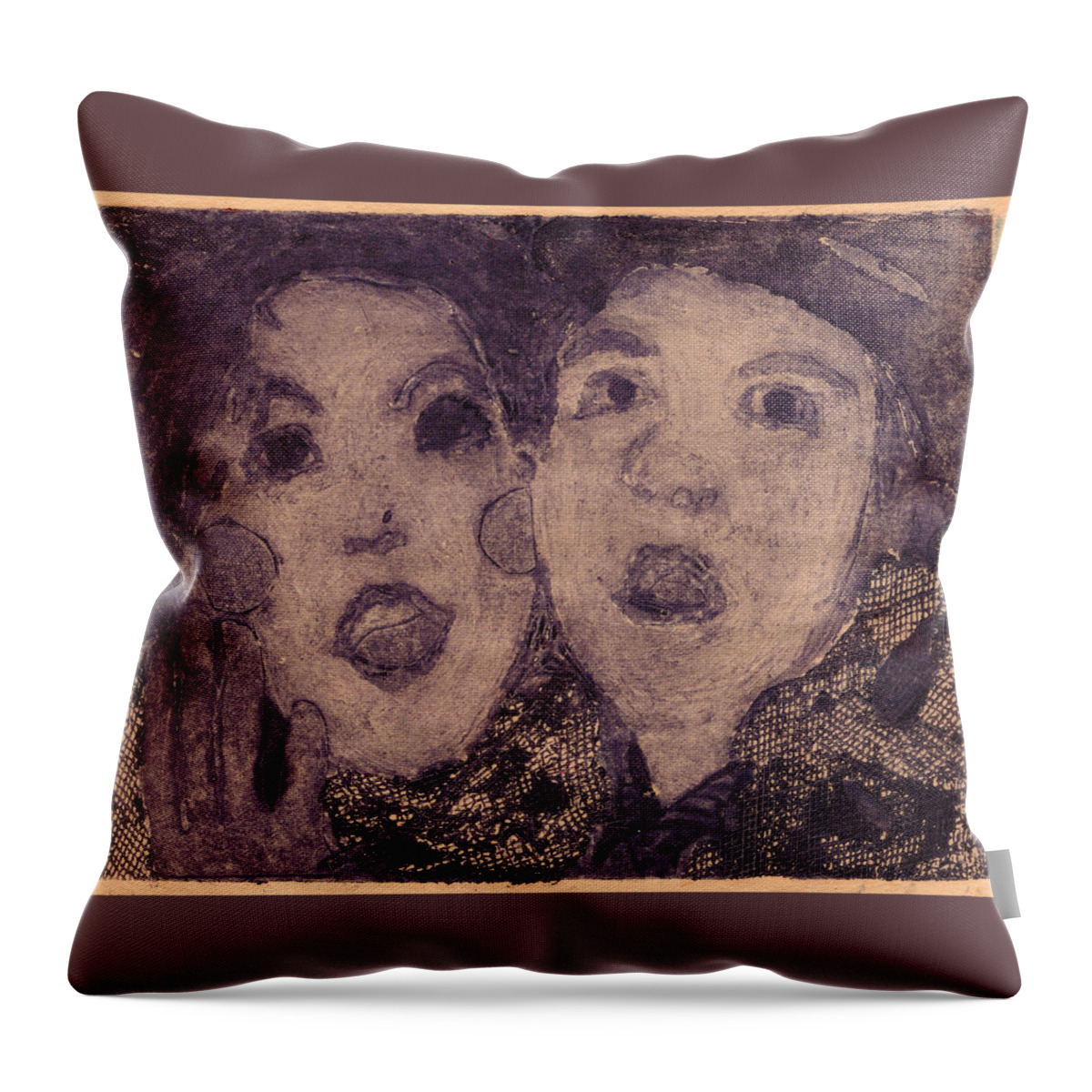 Lino Throw Pillow featuring the mixed media Dresden Dolls by Tiffany DiGiacomo