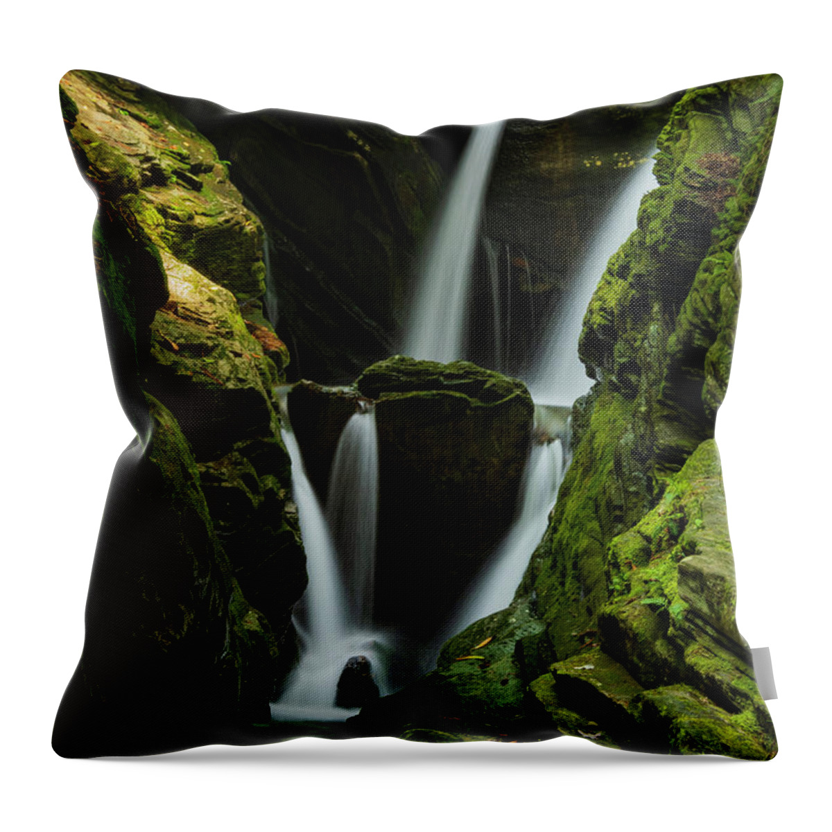 Blue Ridge Mountains Throw Pillow featuring the photograph Duggars Creek Falls 1 by Melissa Southern