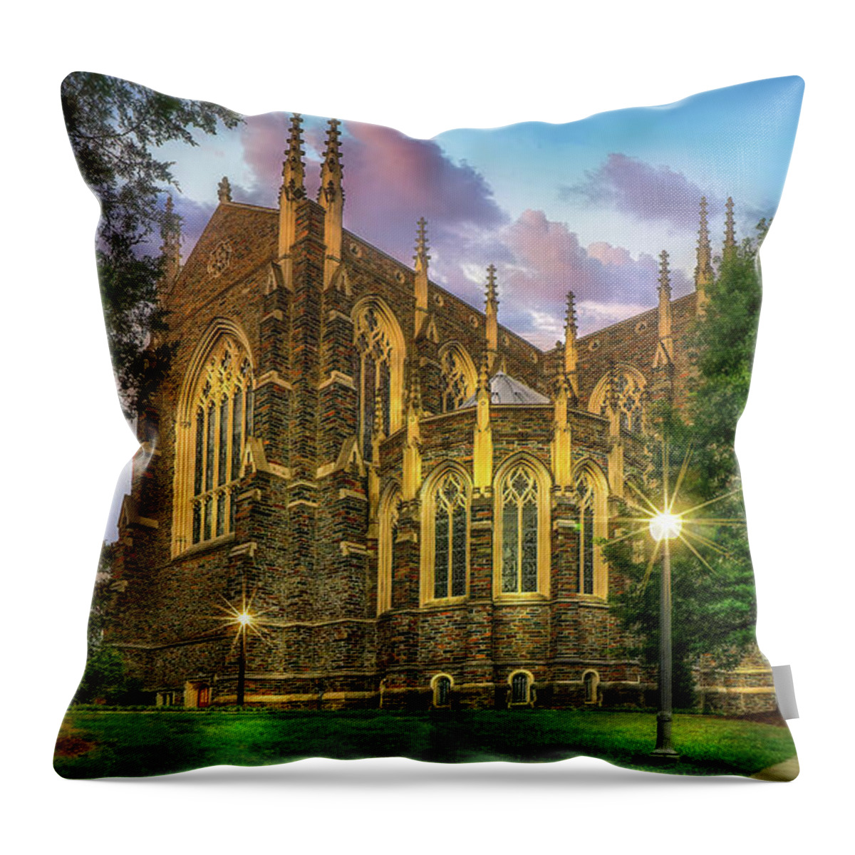 Church; Chapel; Duke Chapel Throw Pillow featuring the photograph Duke Chapel at Durham by Shelia Hunt