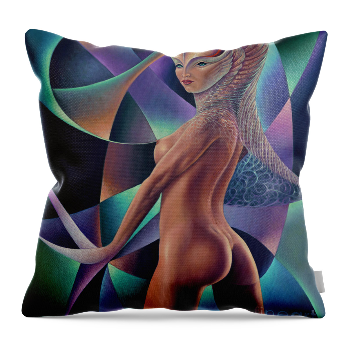 Queen Throw Pillow featuring the painting Dynamic Queen III by Ricardo Chavez-Mendez