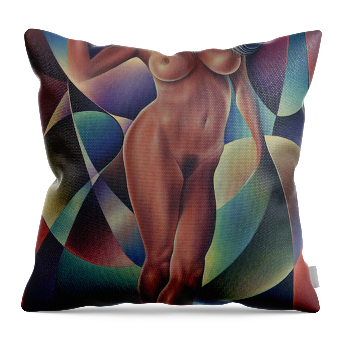 Queen Throw Pillow featuring the painting Dynamic Queen VII by Ricardo Chavez-Mendez