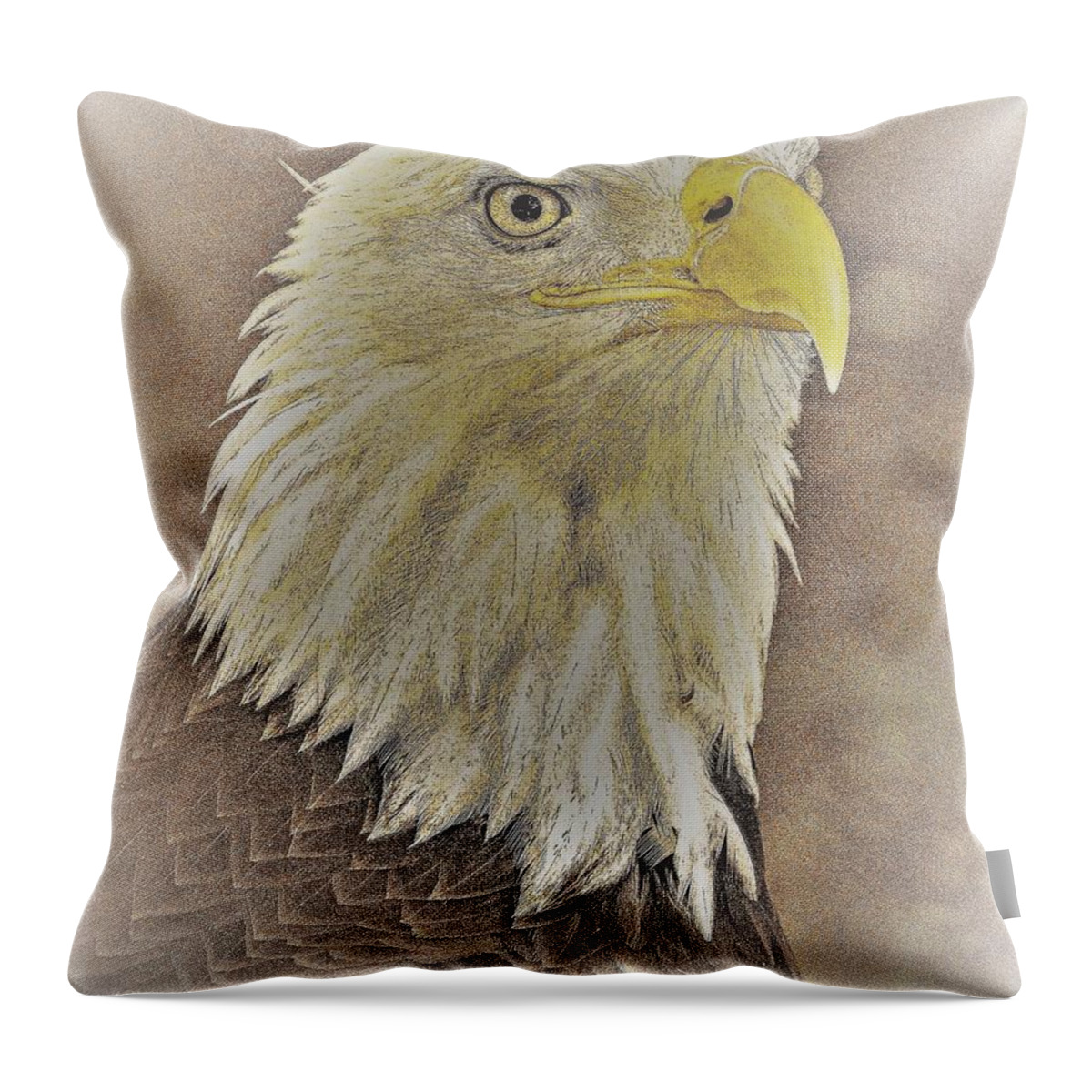 Eagle Eye Close Yellow Feathers Throw Pillow featuring the photograph Eagle2 by John Linnemeyer