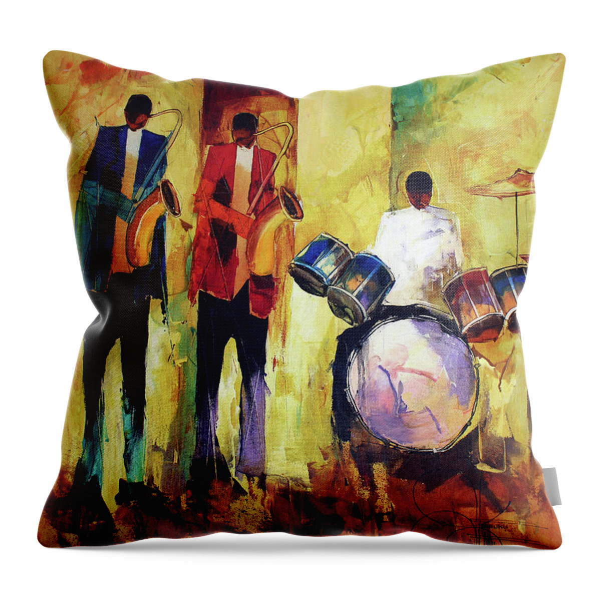 Nni Throw Pillow featuring the painting Early Hours by Ndabuko Ntuli