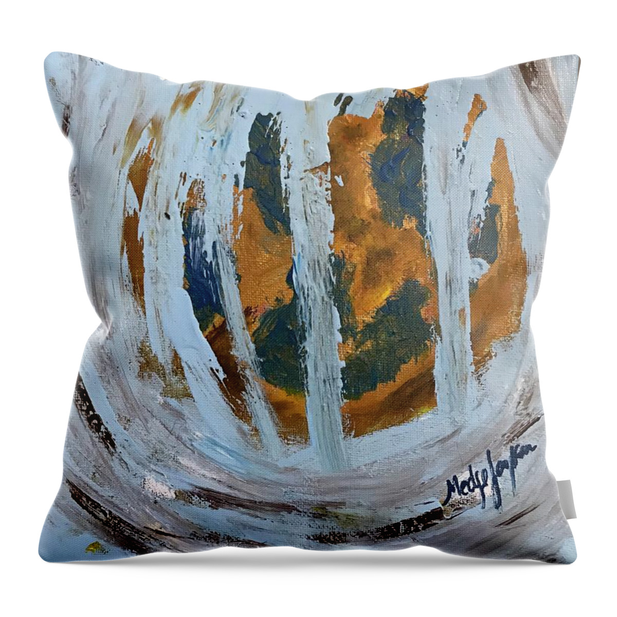 Earth Throw Pillow featuring the painting Earth Finally in Light by Medge Jaspan