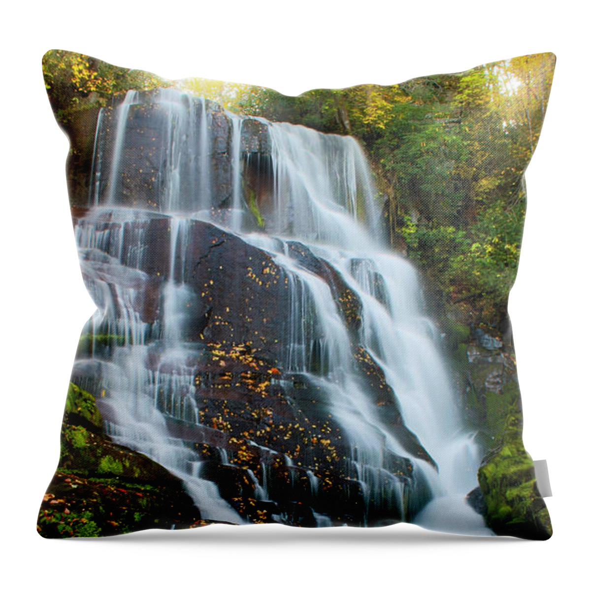 Nunweiler Throw Pillow featuring the photograph Eastatoe Falls 01 by Nunweiler Photography
