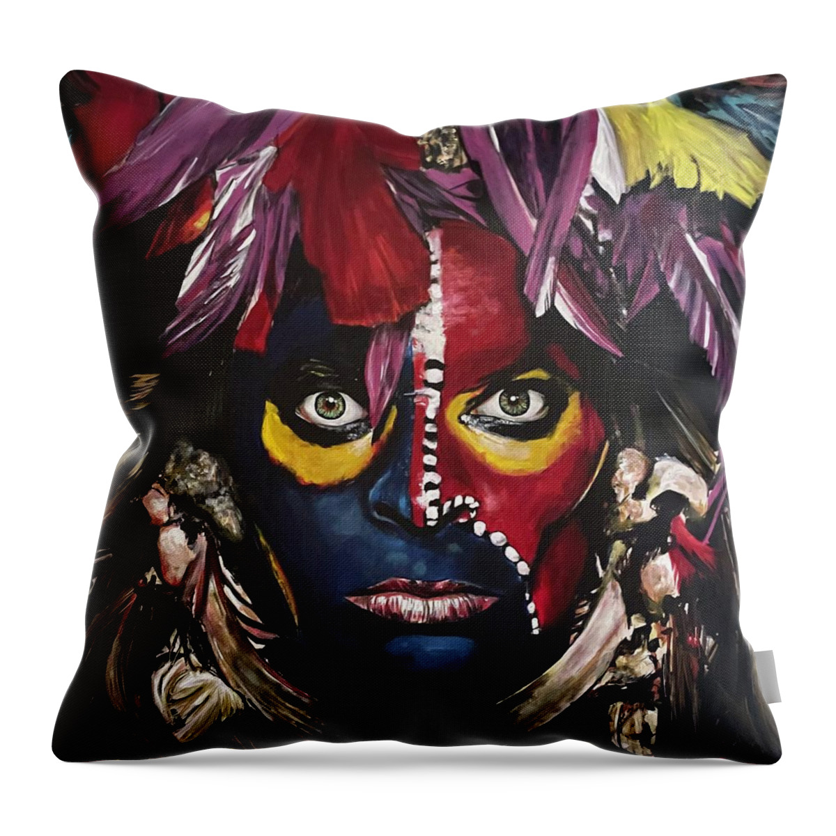 Portrait Throw Pillow featuring the painting Eat Em And Smile by Joel Tesch
