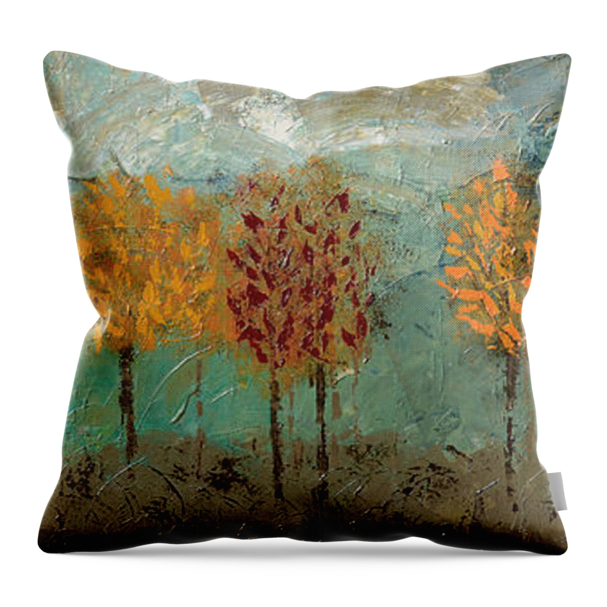 Trees Throw Pillow featuring the painting Edge of the Forest II by Linda Bailey