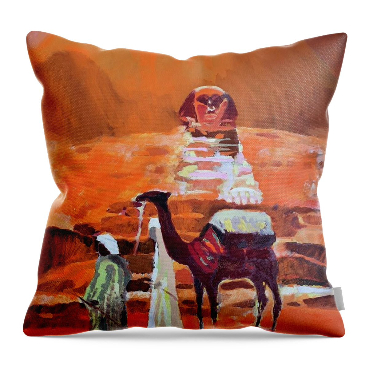 Camel Throw Pillow featuring the painting Egypt Light by Enrico Garff