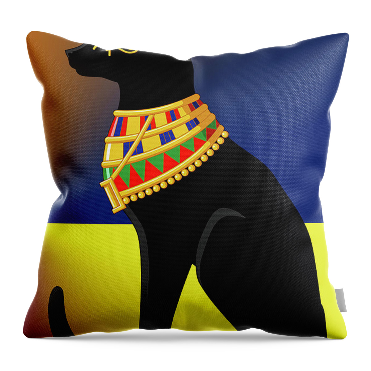 Staley Throw Pillow featuring the digital art Egyptian Cat 1 by Chuck Staley